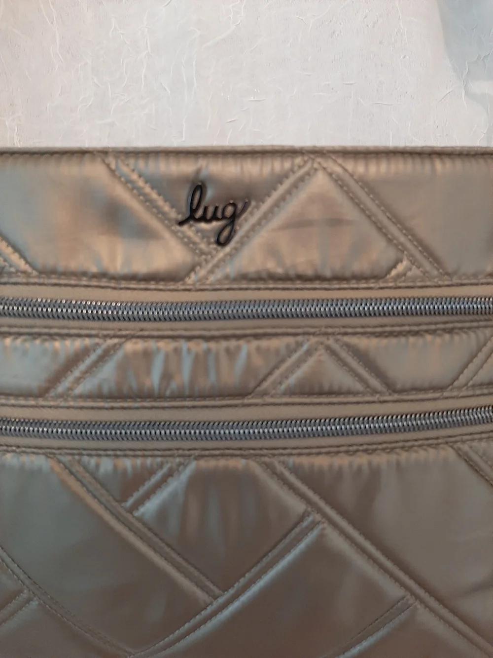 lug Dazzle Metallic Olive Green Shoulder Crossbody Zipper+ Pockets Purse Bag. - Picture 4 of 14